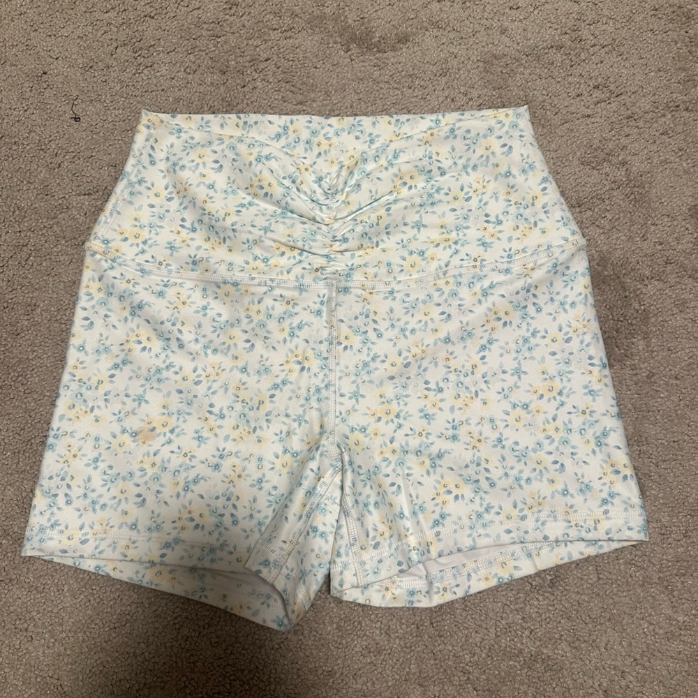 Gilly Hicks High-Waist Floral Shorts - Light Blue & Yellow